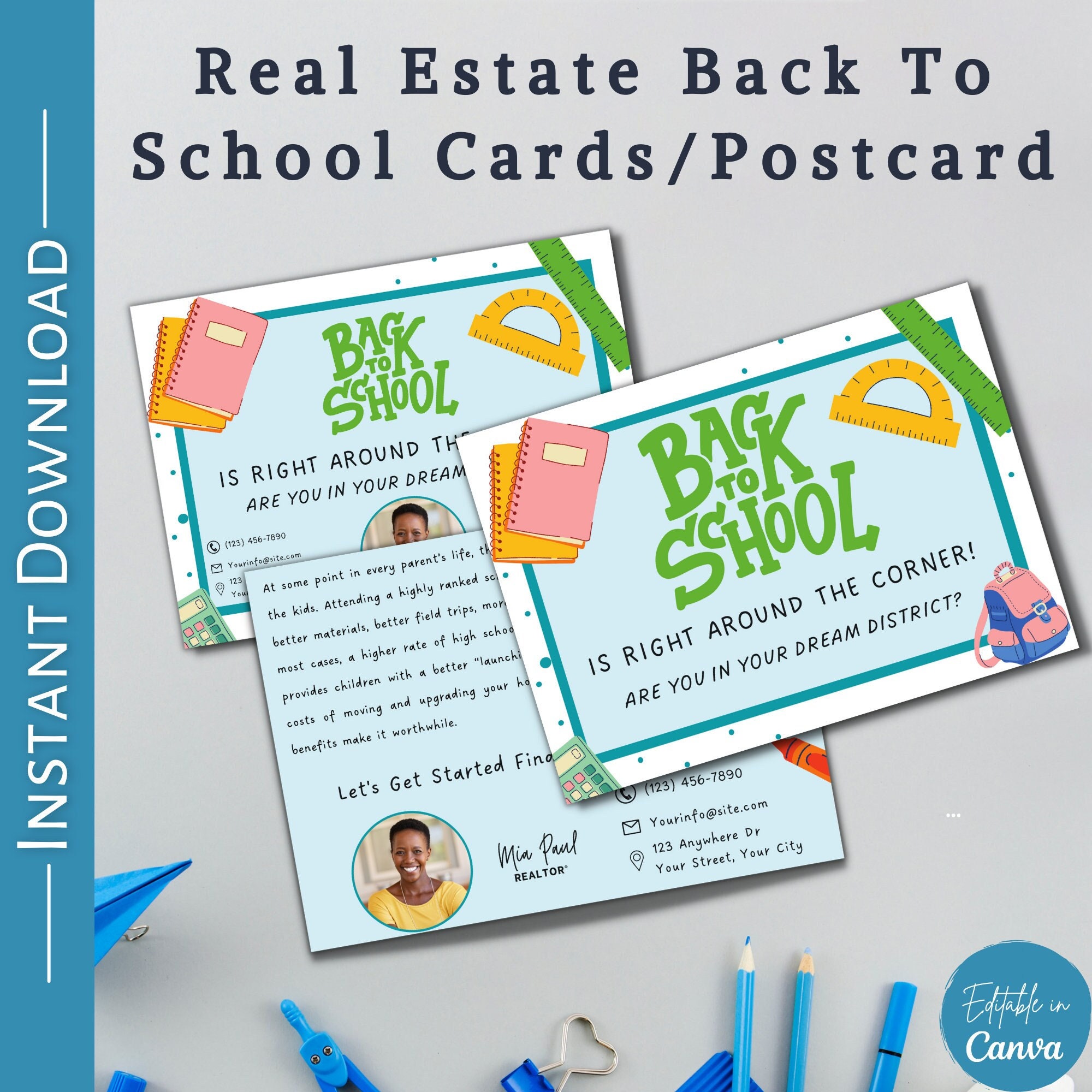 Real Estate Back to School Postcard Realtor Marketing Real Etsy