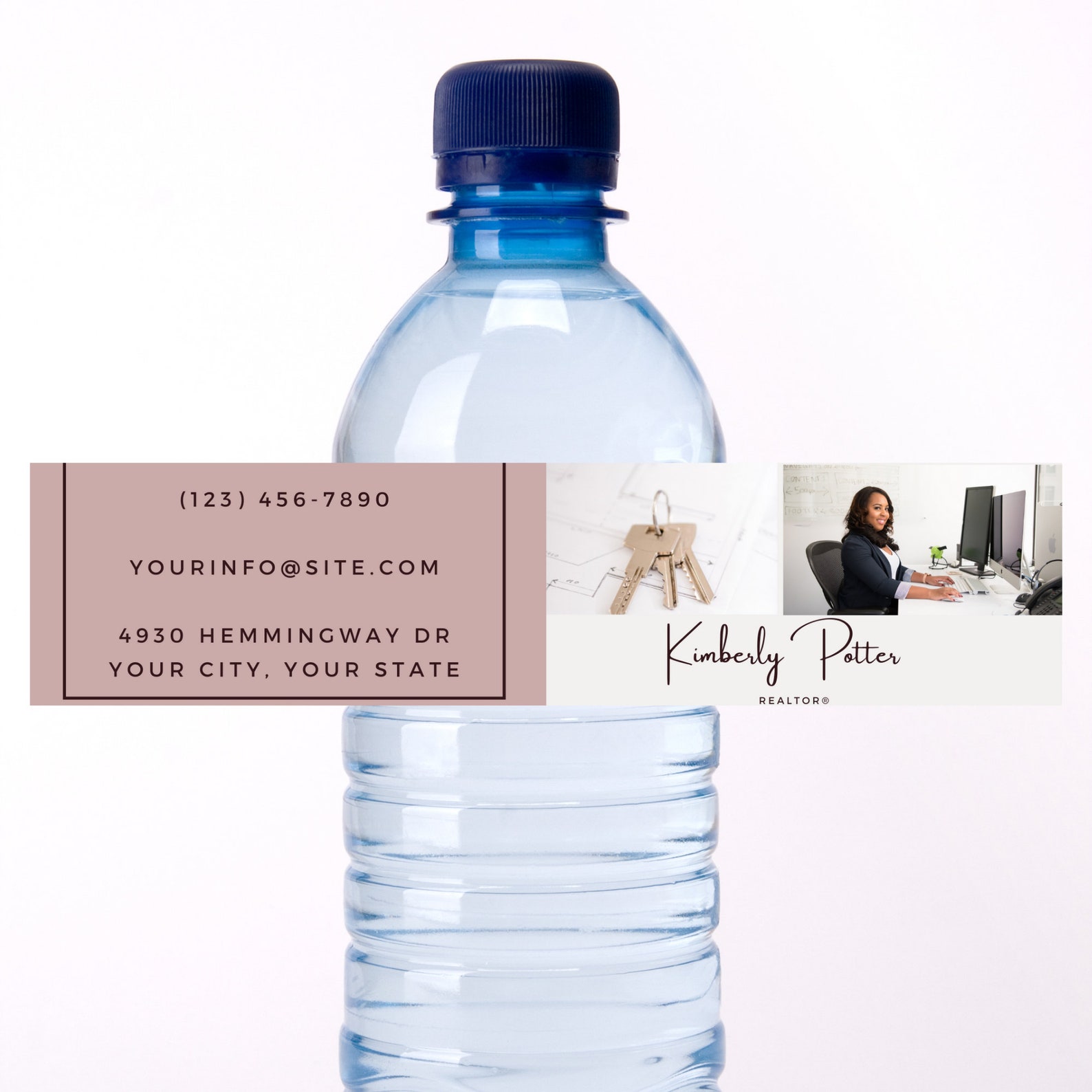 Real Estate Water Bottle Label Realtor Marketing Real Estate Bottle Label Real Estate Farming