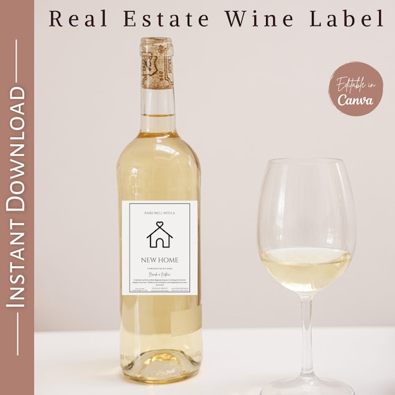 New Home Wine Bottle Label Real Estate Wine Label Realtor Etsy