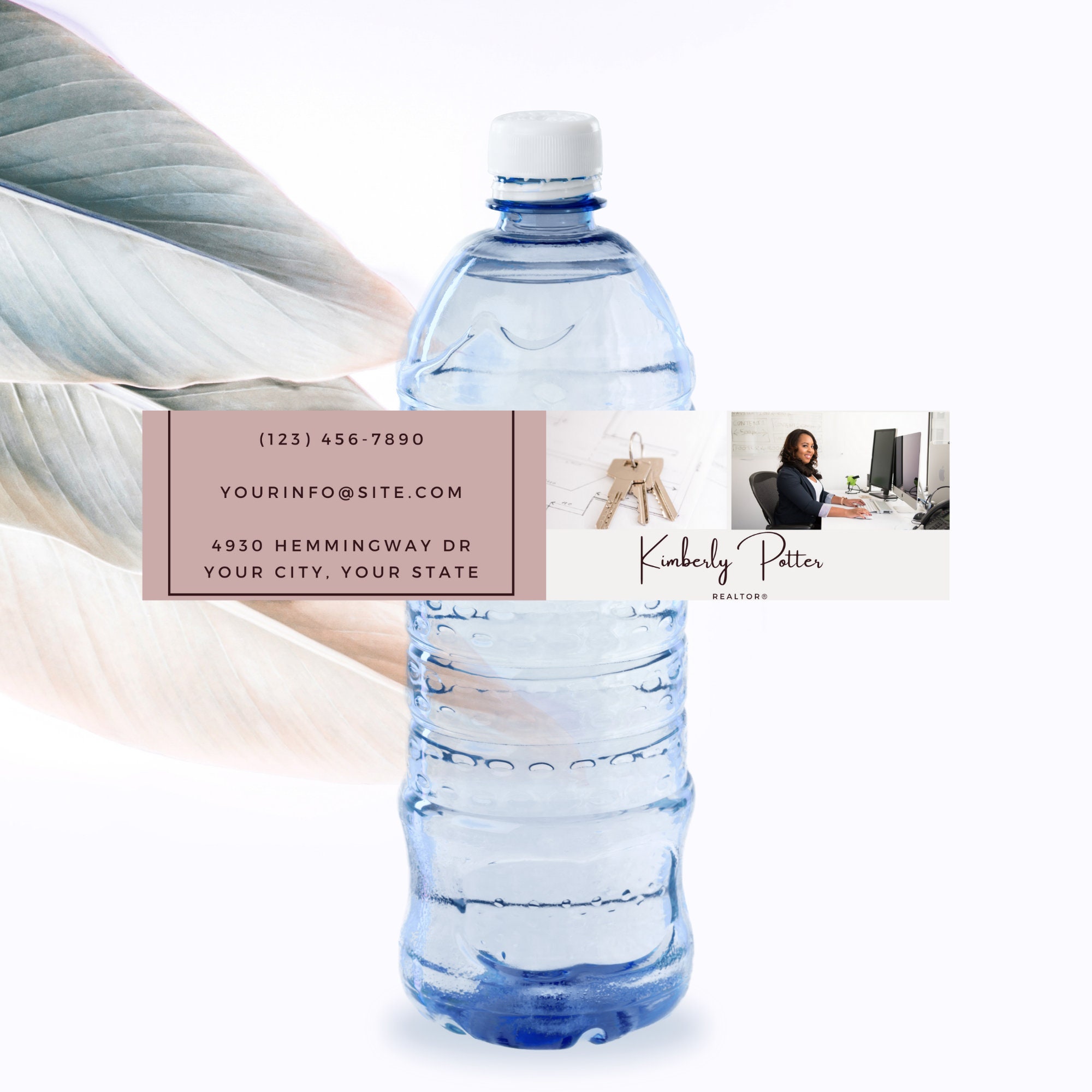 Real Estate Water Bottle Label Realtor Marketing Real Estate Bottle Label Real Estate Farming