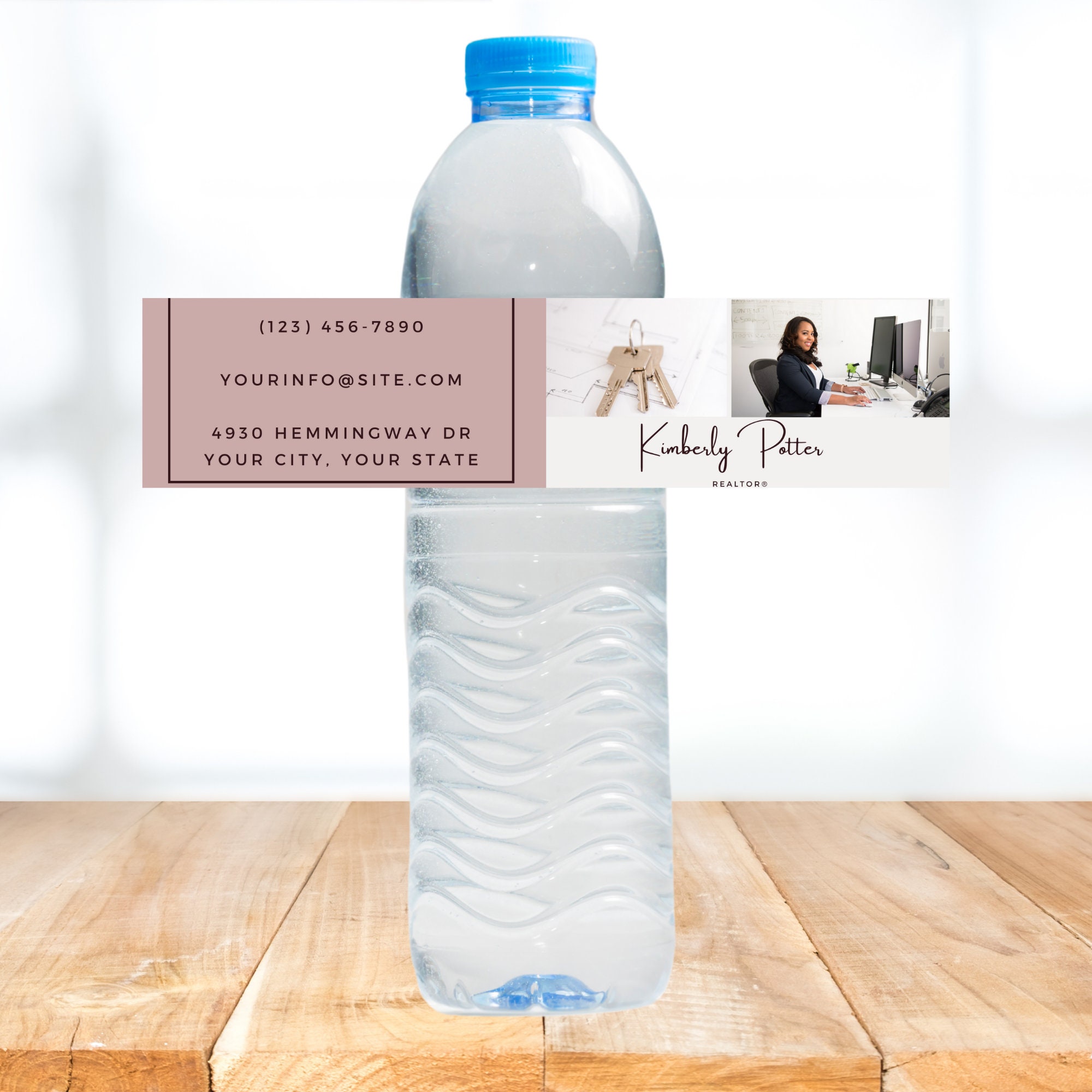 Real Estate Water Bottle Label Realtor Marketing Real Estate Bottle Label Real Estate Farming