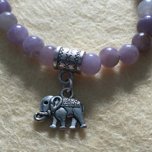 Lilac Quartz Elephant Charm Bracelet