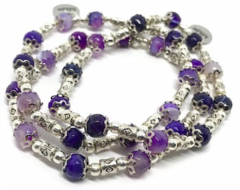 Antique Silver Purple Agate Bracelet