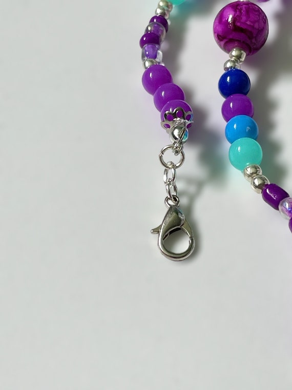 Feather Charm Pendant Necklace in Teal and Purple Avali Tail Feather Necklace - Green and Purple Holo - Hand  main image 4