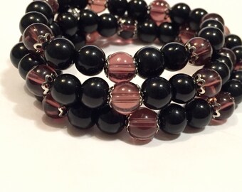 Black and Purple Glass Bracelet