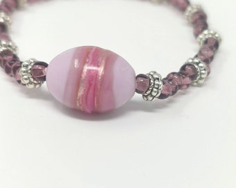 Purple and Pink Lampwork Bracelet