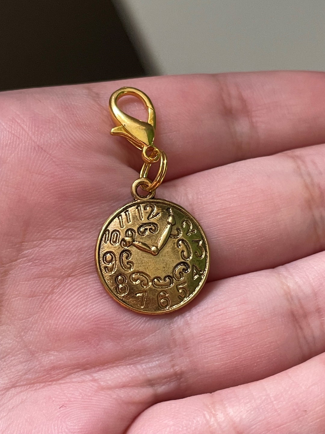 Antique Gold Clock Charm Stitch Marker, Charm Bracelet Addition, or Key Ring Addition Etsy