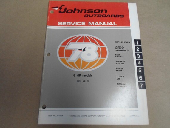 1978 Johnson Outboards Service Manual 6 HP 6R78 6R