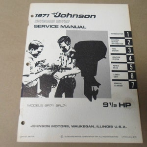 1971 Johnson Outboards Service Shop Manual 9 1/2 HP 9.5HP 9R71 9RL71 NEW