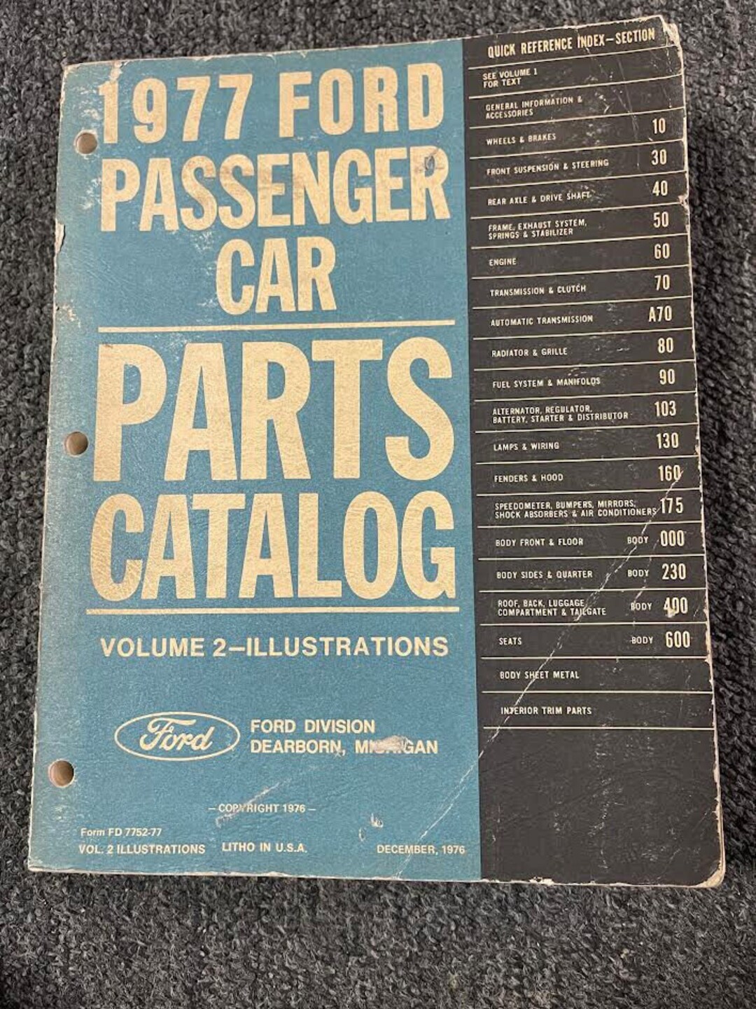 1977 Ford Passenger Car Mustang All Models Parts & Illustrations