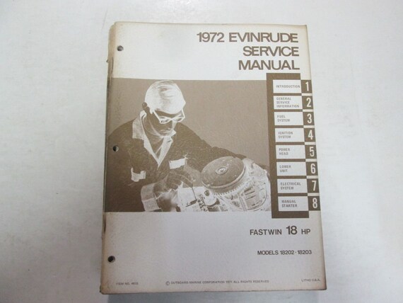 1972 Evinrude 18 HP Fastwin Service Repair Shop M… - image 1