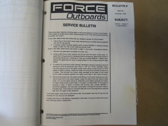 1990-1992 Force Outboards Service Bulletin Collec… - image 7