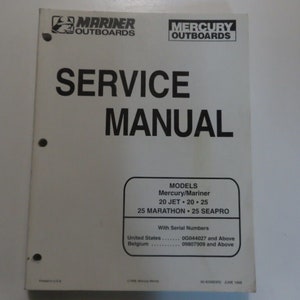 1998 Mercury 20 Jet 20 25 Marathon SeaPro Service Repair Manual STAINS FACTORY