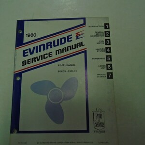 1980 Evinrude Service Repair Shop Manual 4 HP-modellen E4WCS - E4RLCS 5488 Boot