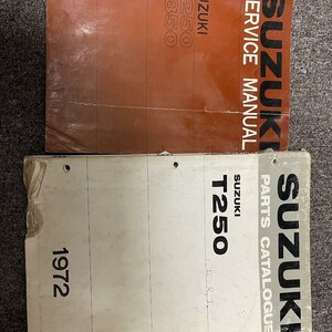 1972 1974 Suzuki T250 T350 Service Shop Manual & 1972 T250 Parts Catalog Book