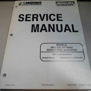 Mercury Mariner Outboards Service Manual 200 225 Optimax DFI 90-855348R1 OEM
