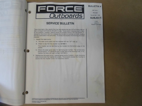1990-1992 Force Outboards Service Bulletin Collec… - image 10