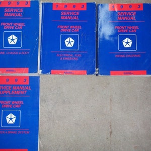 1993 Chrysler Imperial Fifth Avenue Salon Dodge Shadow Service Shop Manual Set