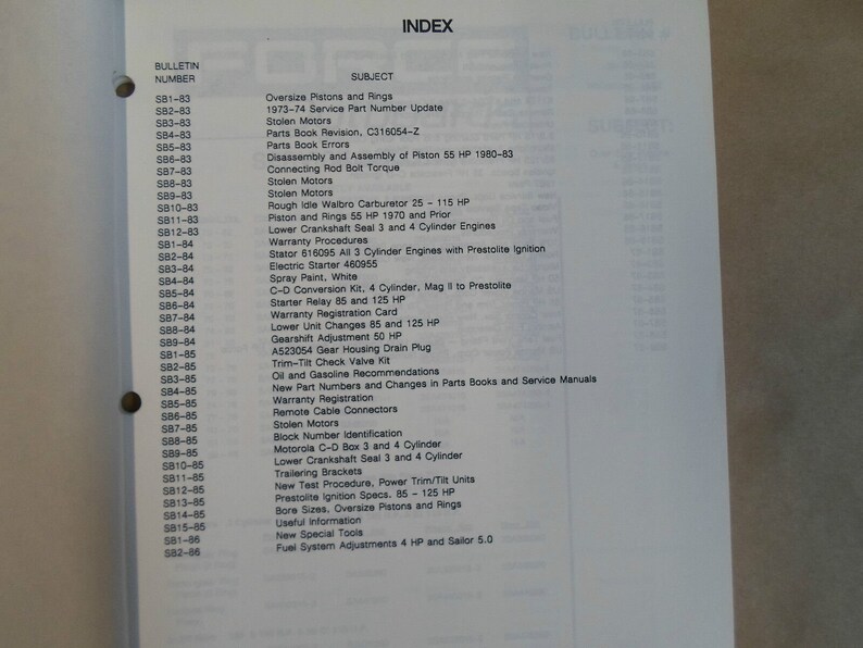 19831987 Force Outboards Service Bulletin Collection OB 4223 Etsy