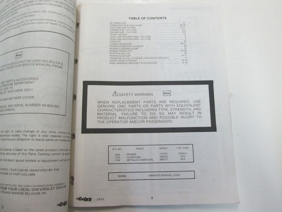 1986 Omc Cobra Stern Drives 2.5 3.0 Parts Catalog Manual Water Damage Stains Oem View 2