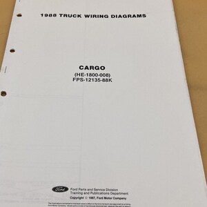 1988 Ford Cargo Truck Electrical Wiring Diagrams Manual OEM Fold Out