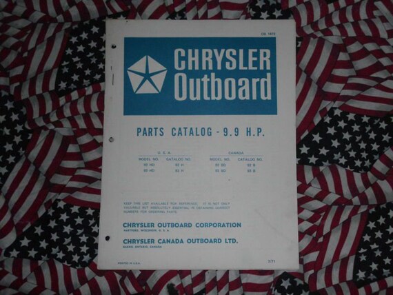 1971 Chrysler Outboard 9.9 HP Parts Catalog