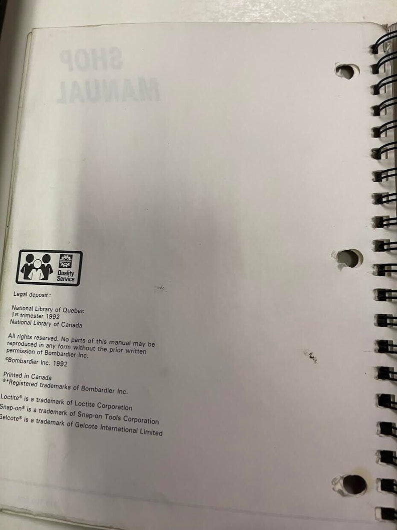 1992 Sea-Doo 5805 5851 5812 5860 Service Repair Shop Manual OEM 219100006 image 3