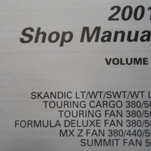 2001 Ski Doo Skandic Touring Formula MX Z Summit Service Manual OEM 484200022 image 2