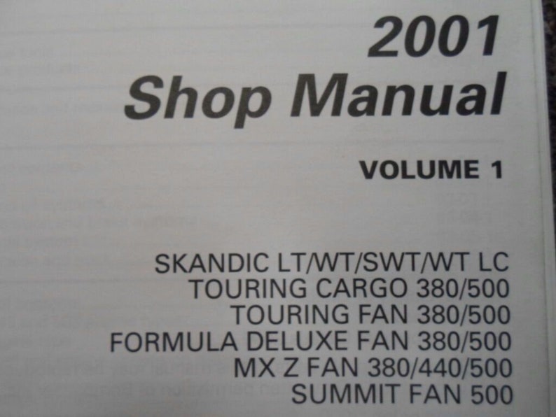 2001 Ski Doo Skandic Touring Formula MX Z Summit Service Manual OEM 484200022 image 2