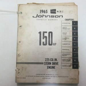 1965 Johnson Stern Drive Engine 150 Hp 225 Cu In Service Repair Manual ***