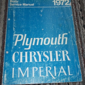 Manuale del negozio di servizio carrozzeria Chrysler Imperial New Yorker Newport Town Country del 1972