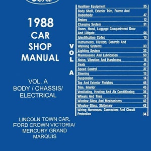 1988 Ford Crown Victoria Town Car Marquis Shop Service Repair Manual