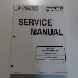 1998 Mercury Mariner Outboards 30 40 4 Stroke Service Repair Manual 90-857046