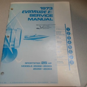1973 Evinrude Service Shop Repair Manual 25 HP Sportster OEM Boat 4906 x