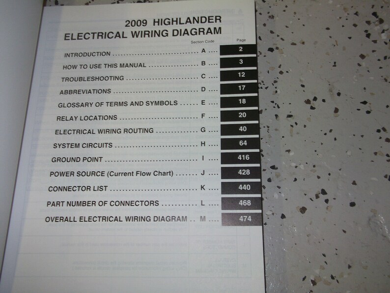 2009 Toyota HIGHLANDER Electrical Wiring Diagram Manual EWD Etsy