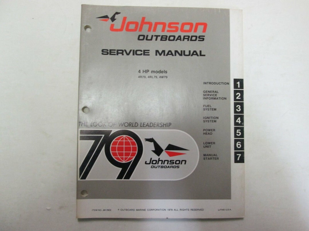 1979 Johnson Outboards 4 HP Models 4R79 4RL79 4W79 Service Manual Boat JM-7903 - Etsy