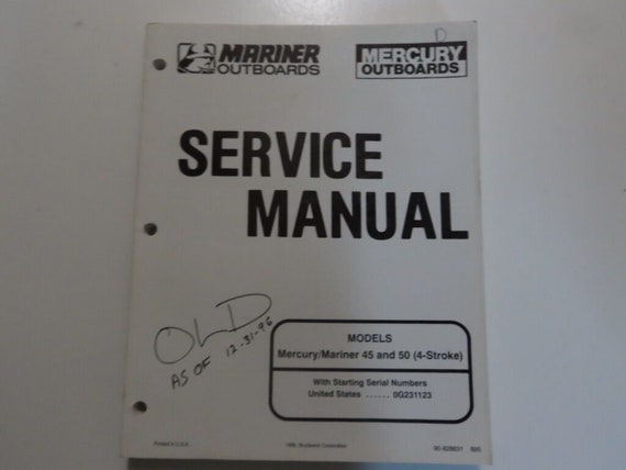 Mercury Mariner Outboards Service Manual 45 50 4 Stroke Service Repair Manual