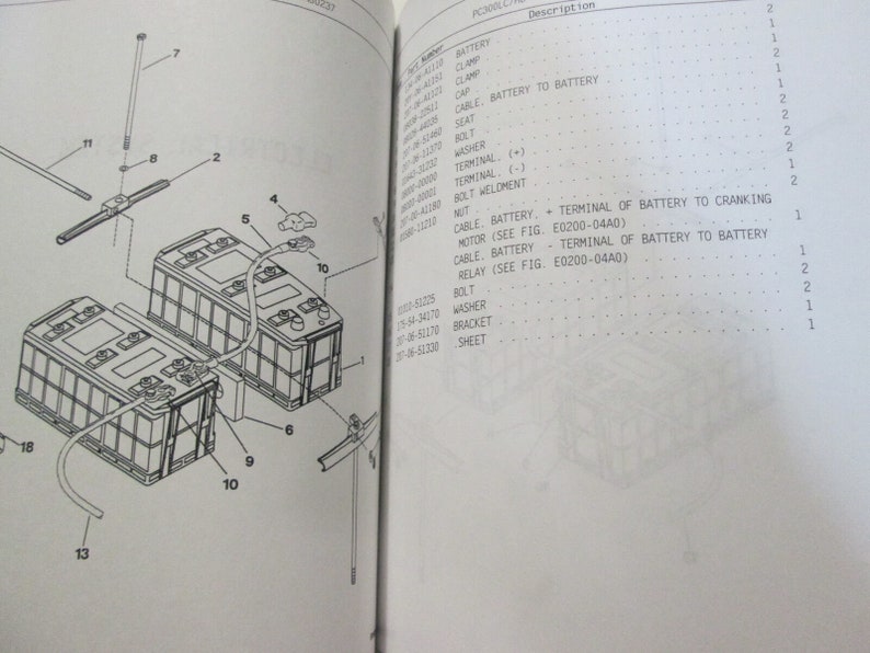 May include: Diagram showing the placement of two batteries, a relay, a cable, and other parts for a car. The diagram includes numbers and labels for each part.