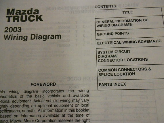 2003 Mazda Truck Electrical Wiring Diagram Service Repair Shop