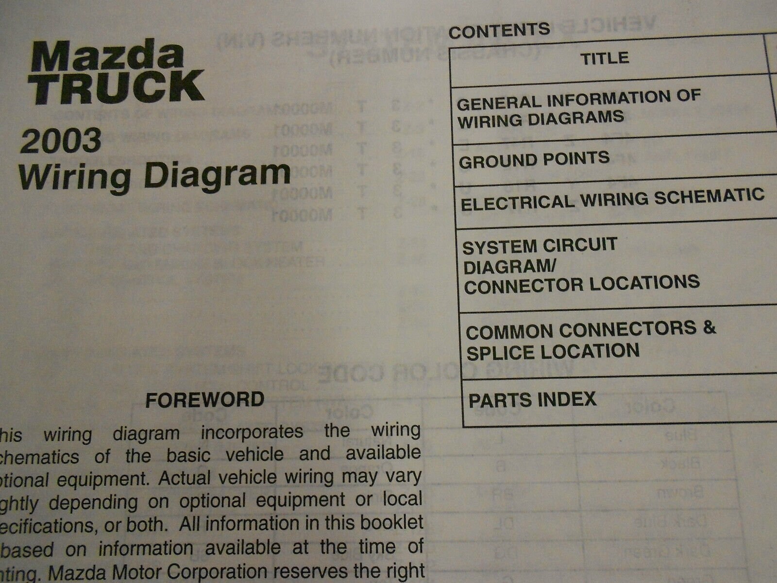 2003 Mazda Truck Electrical Wiring Diagram Service Repair Shop