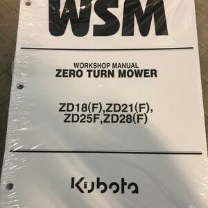 Kubota ZD18 ZD21 ZD25 ZD28 Zero Turn Mower Workshop Service Manual NEW