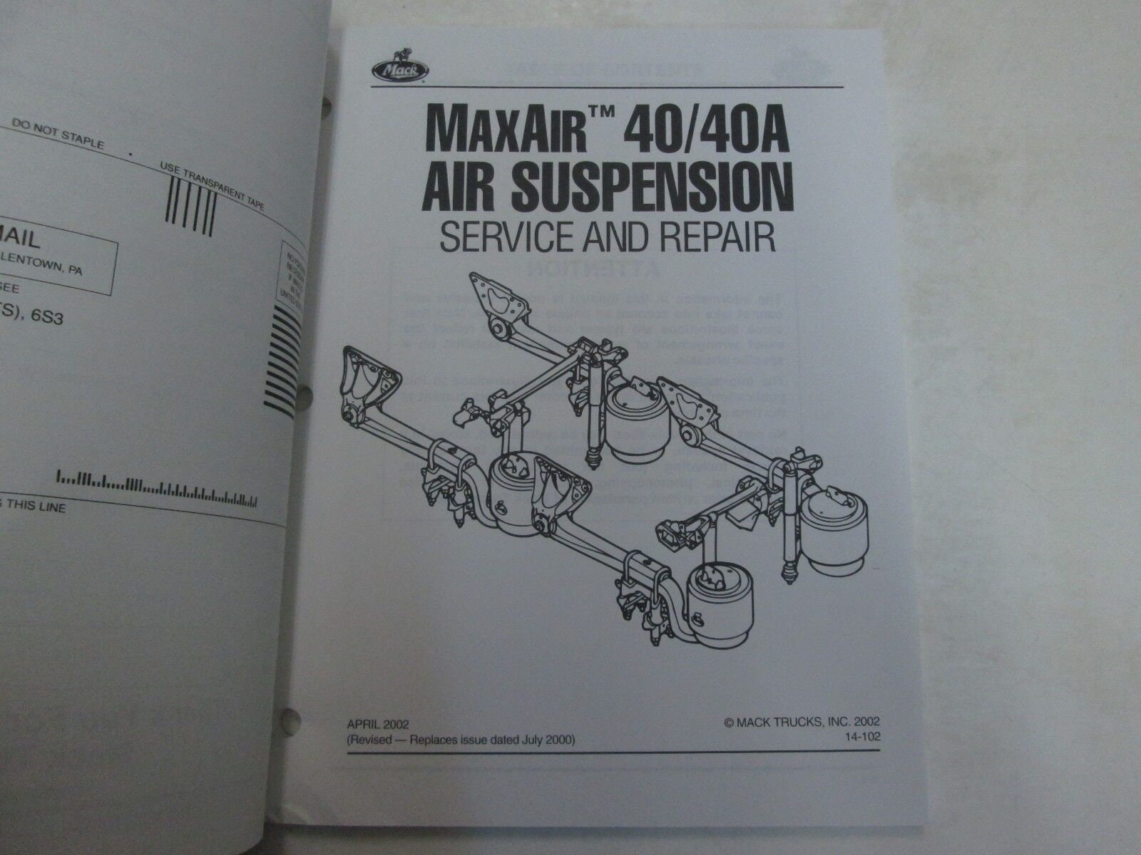 2003 Mack Trucks MAXAIR 40 40A Air Suspension Service and Repair Manual  WORN 03 - Etsy
