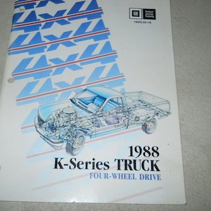 1988 Chevy Gmc K- Series Truck Trucks 4Wd Four Wheel Dr Training Manual Factory