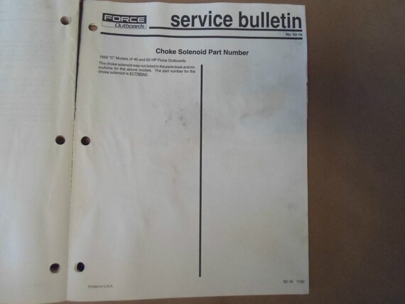 1990-1992 Force Outboards Service Bulletin Collec… - image 4