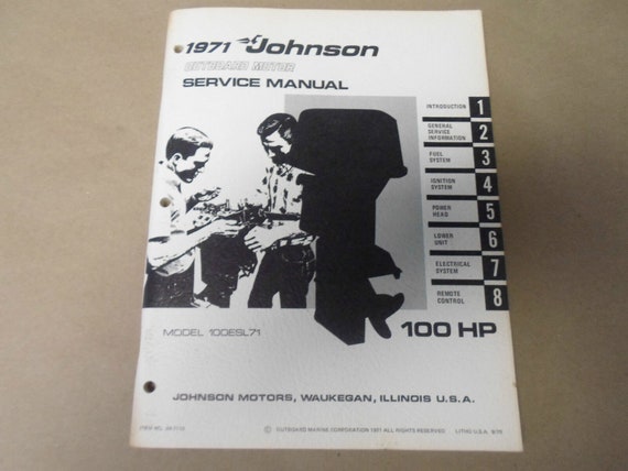 1971 Johnson Outboards Service Manual 100 HP 100ES