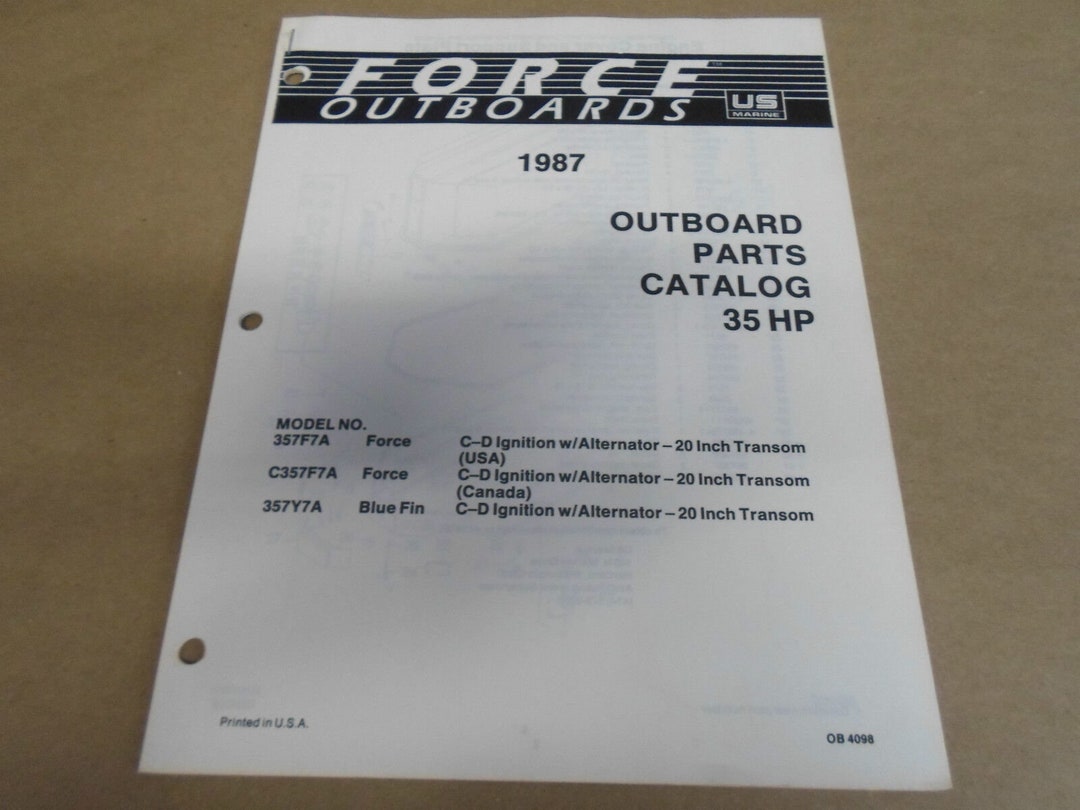 1987 Force Outboards Parts Catalog 35 HP OB 4098 OEM Boat 87 Etsy