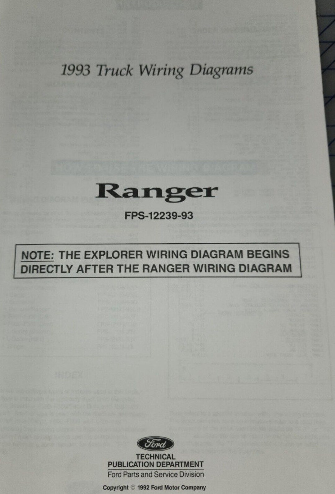 1993 Ford Ranger Electrical Wiring Diagram Manual Fold Out Etsy
