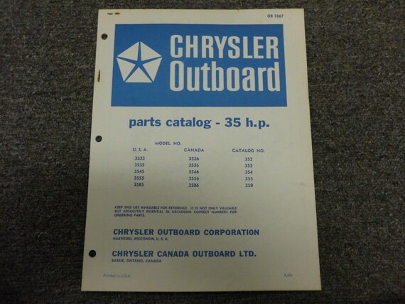 1968 Chrysler Outboard 35 HP Parts Catalog Factor… - image 1