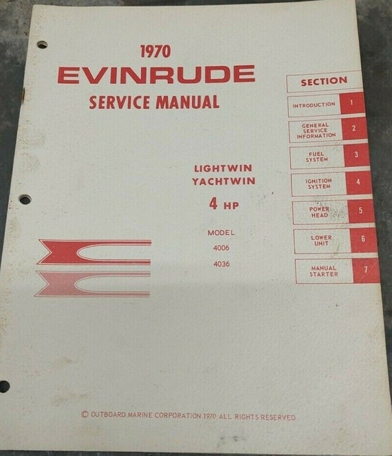 1970 Evinrude 4 Hp Lightwin Yachtwin Service Shop 