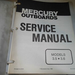Mercury Outboards Service Shop Repair Manual 3.5 3.6 90-43183 OEM Boat